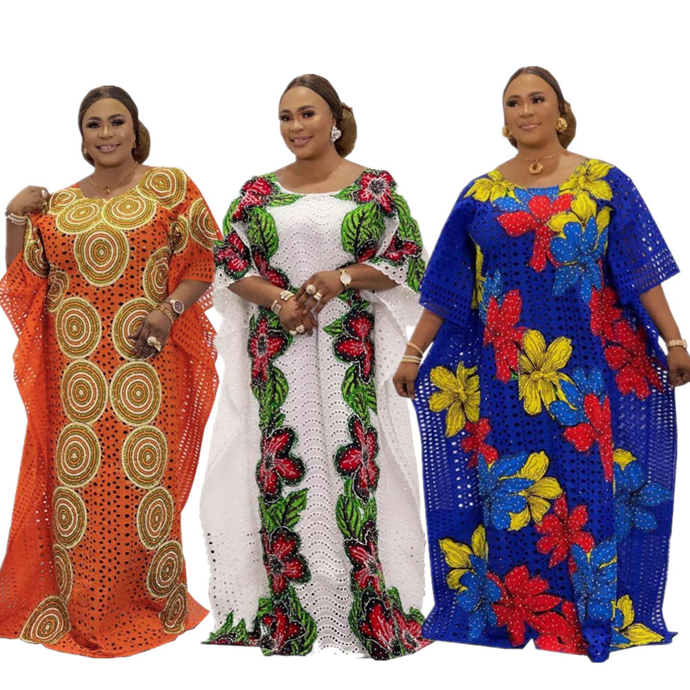 Beaded Luxury Lace Gown/ African Abaya/ Dashiki Kaftan Maxi Robe for Woman With Inner Lining