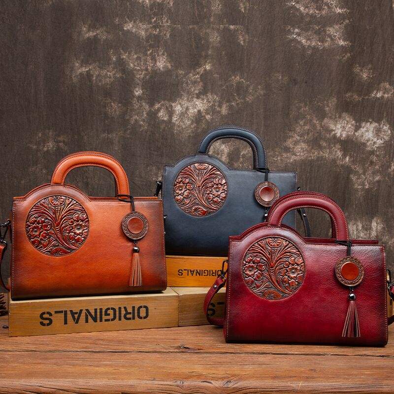shop Handmade Leather bags with Kutchi Embroidery