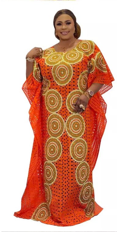 Beaded Luxury Lace Gown/ African Abaya/ Dashiki Kaftan Maxi Robe for Woman With Inner Lining