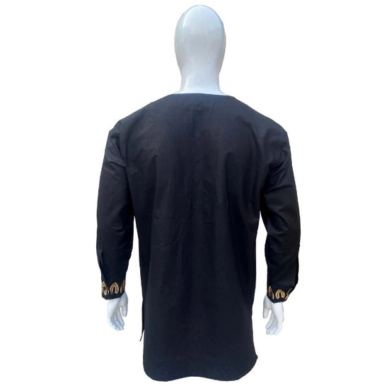 Black & Gold Men  Embroidery Shirt