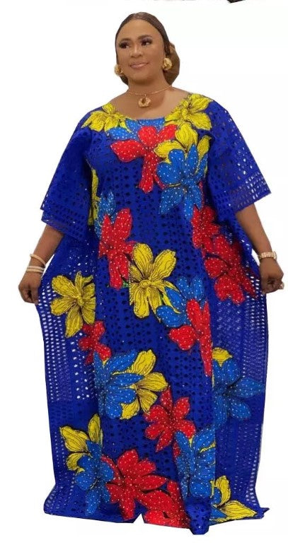 Beaded Luxury Lace Gown/ African Abaya/ Dashiki Kaftan Maxi Robe for Woman With Inner Lining