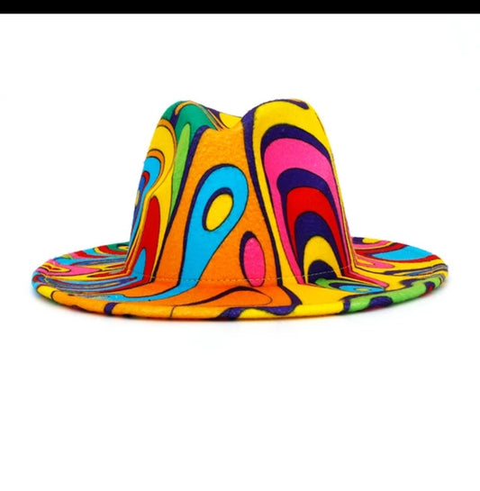 Tie-Dye Fedora Hats  With Wide Brim