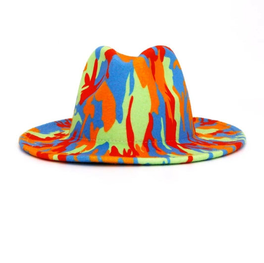 Tie-Dye Fedora Hats  With Wide Brim