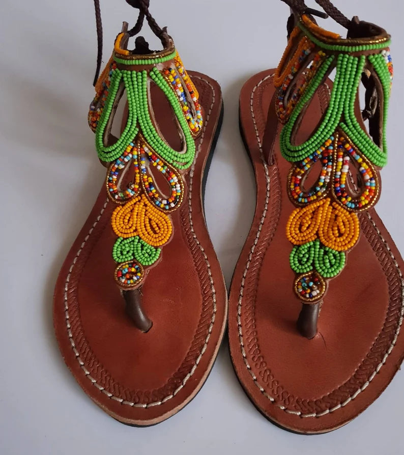 Colourful Maasai Bead Sandals - AV Australia