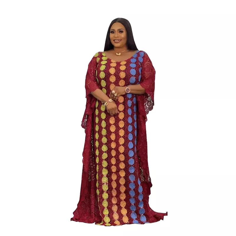 African Luxury Lace Gown/ African Abaya/  Dashiki Kaftan Maxi Robe for Woman With Inner Lining